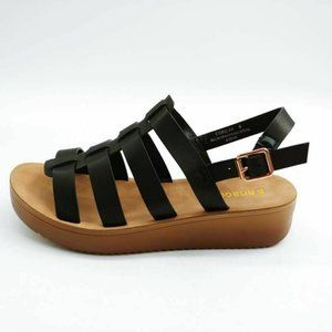Bamboo Womens Core-04 Strappy Sandals Black 8 New